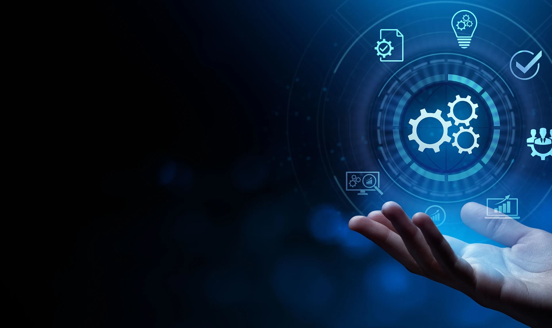 Augmented team working together in office